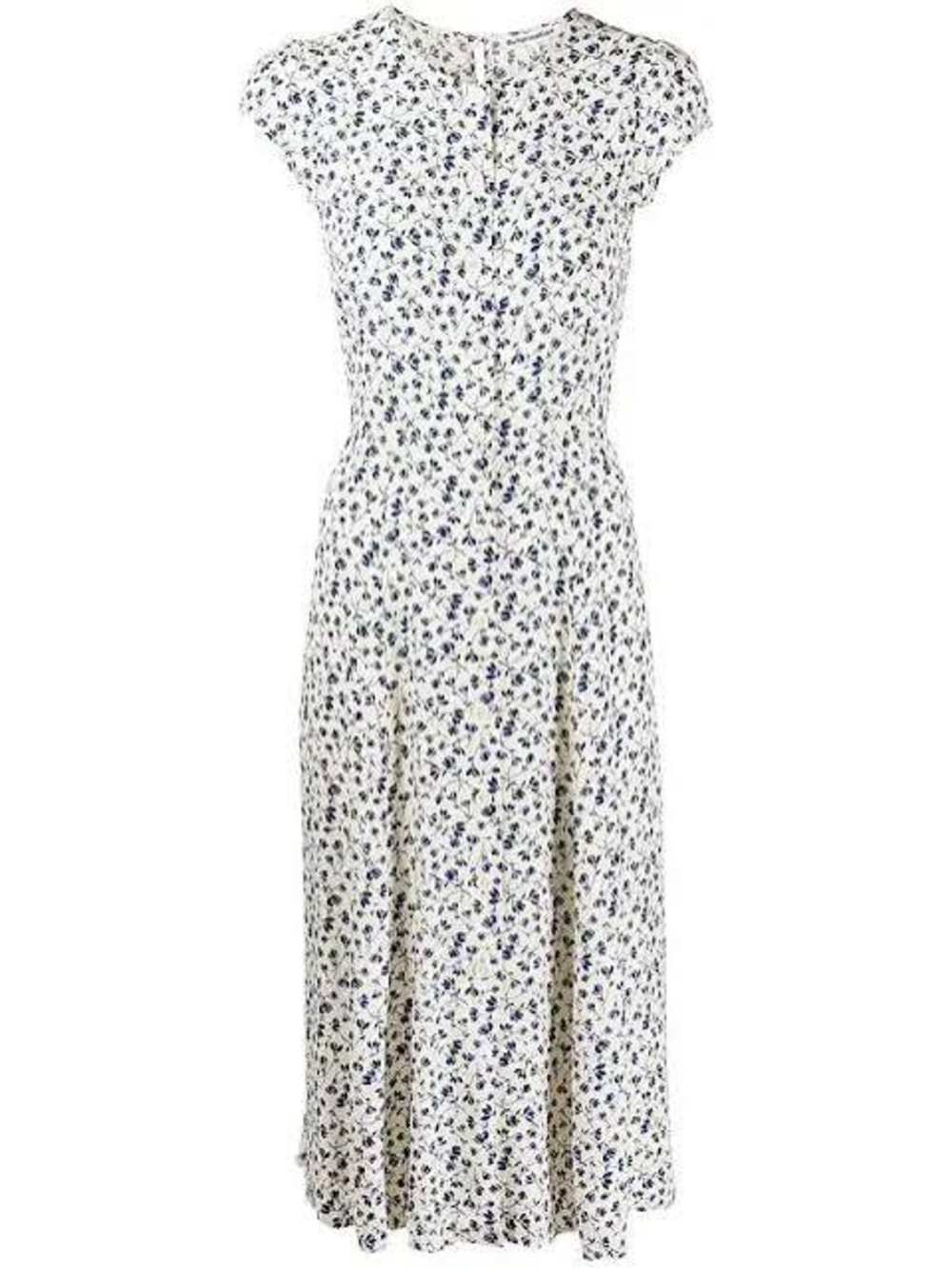 Reformation White Midi Dress with Blue Floral Print